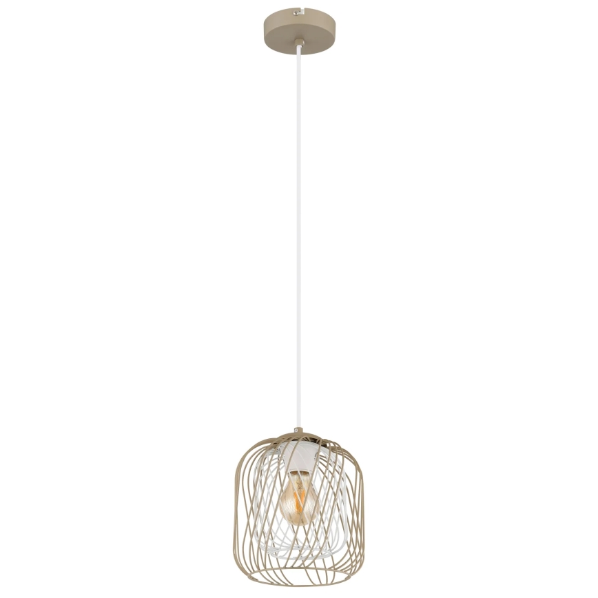 Globo - Lampa wisząca na przewodzie 1xE27/40W/230V śr. 18 cm beżowy/biały