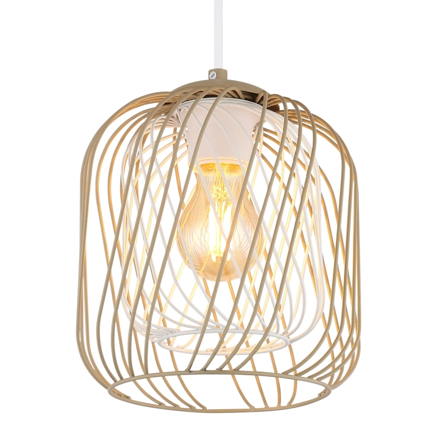 Globo - Lampa wisząca na przewodzie 1xE27/40W/230V śr. 18 cm beżowy/biały