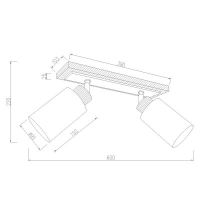 Globo - Oprawa punktowa 2xE27/60W/230V dąb/biały