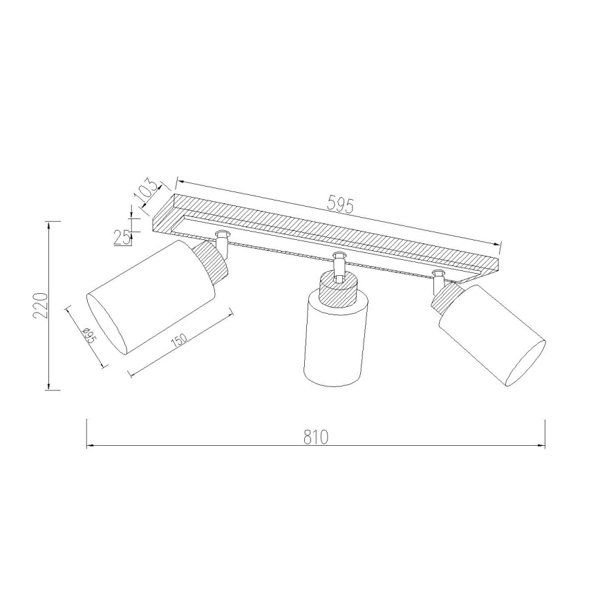 Globo - Oprawa punktowa 3xE27/60W/230V dąb/biały