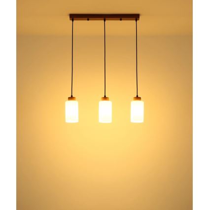 Globo - Żyrandol na lince 3xE27/60W/230V dąb/biały