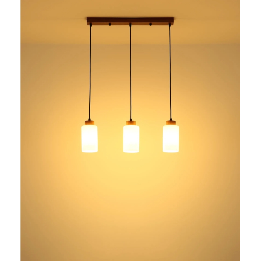 Globo - Żyrandol na lince 3xE27/60W/230V dąb/biały