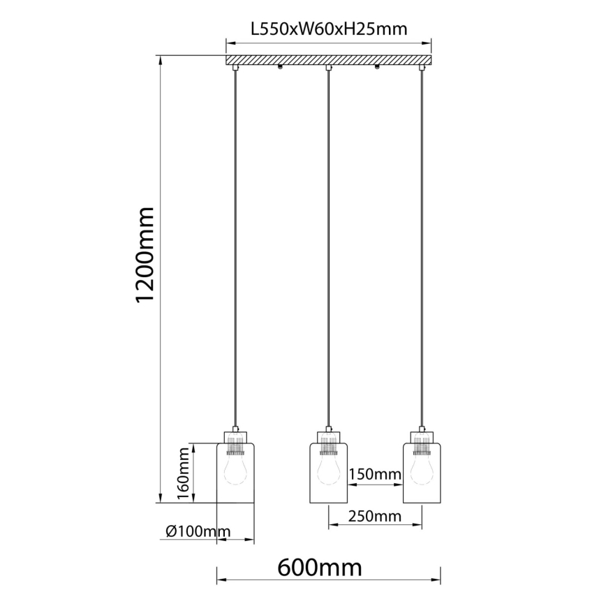 Globo - Żyrandol na lince 3xE27/60W/230V dąb/biały
