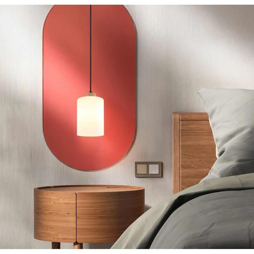 Globo - Lampa wisząca na lince 1xE27/60W/230V dąb/biały