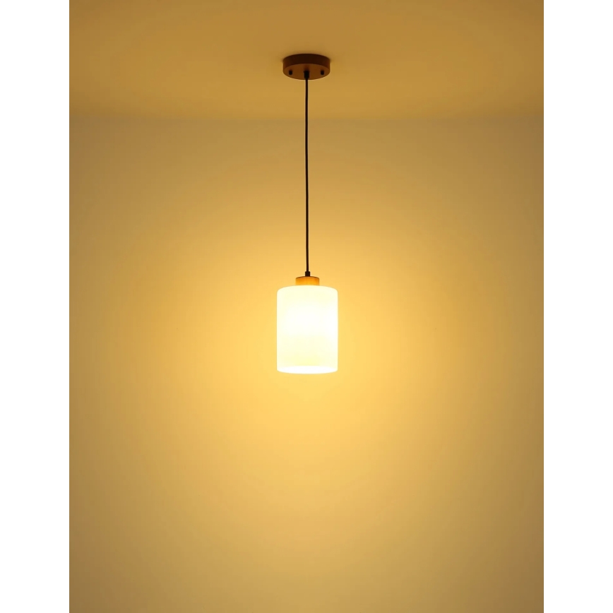 Globo - Lampa wisząca na lince 1xE27/60W/230V dąb/biały