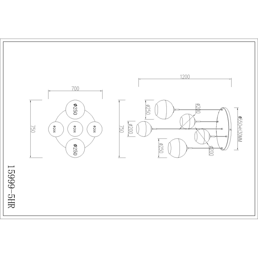Globo - Żyrandol na lince 5xE27/60W/230V