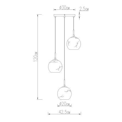 Globo - Żyrandol na lince 3xE27/60W/230V śr. 42,5 cm
