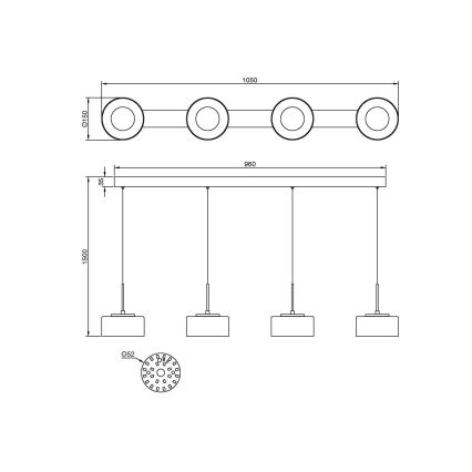 Globo - Lampa wisząca na lince LED/24W/230V biała/przydymiona