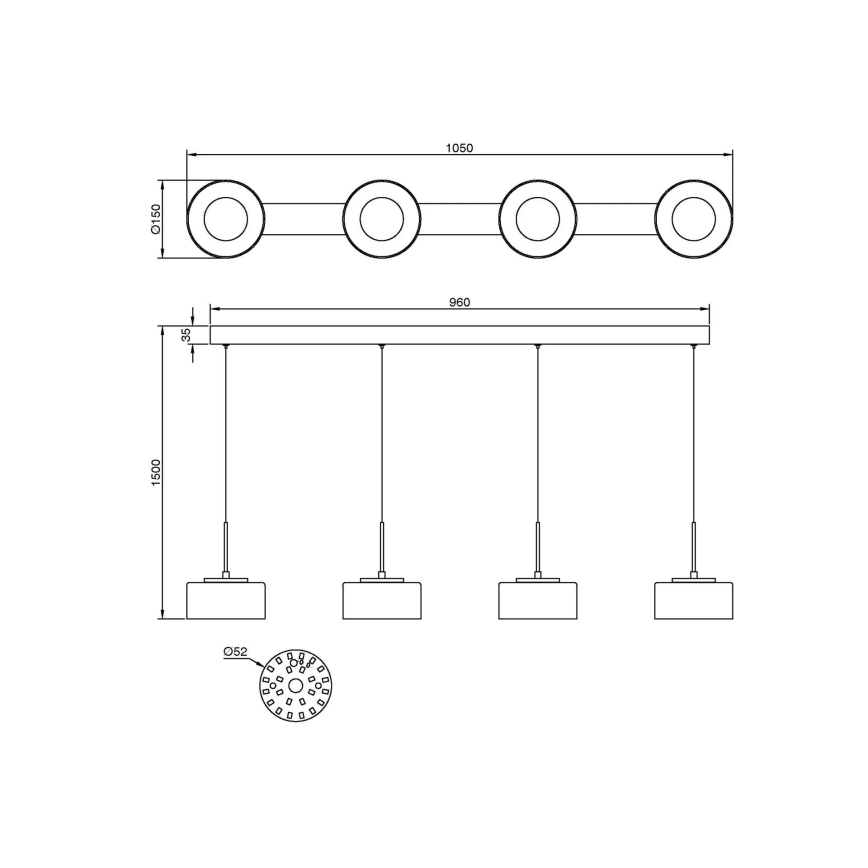 Globo - Lampa wisząca na lince LED/24W/230V biała/przydymiona