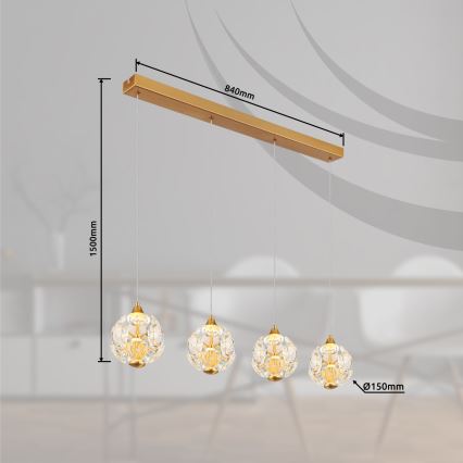 Globo - LED żyrandol na lince LED/32W/230V 3000K złoty