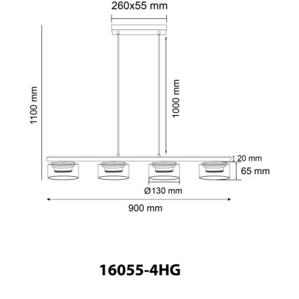 Globo - LED Żyrandol na lince 4xGX53/6W/230V dymny/brązowy