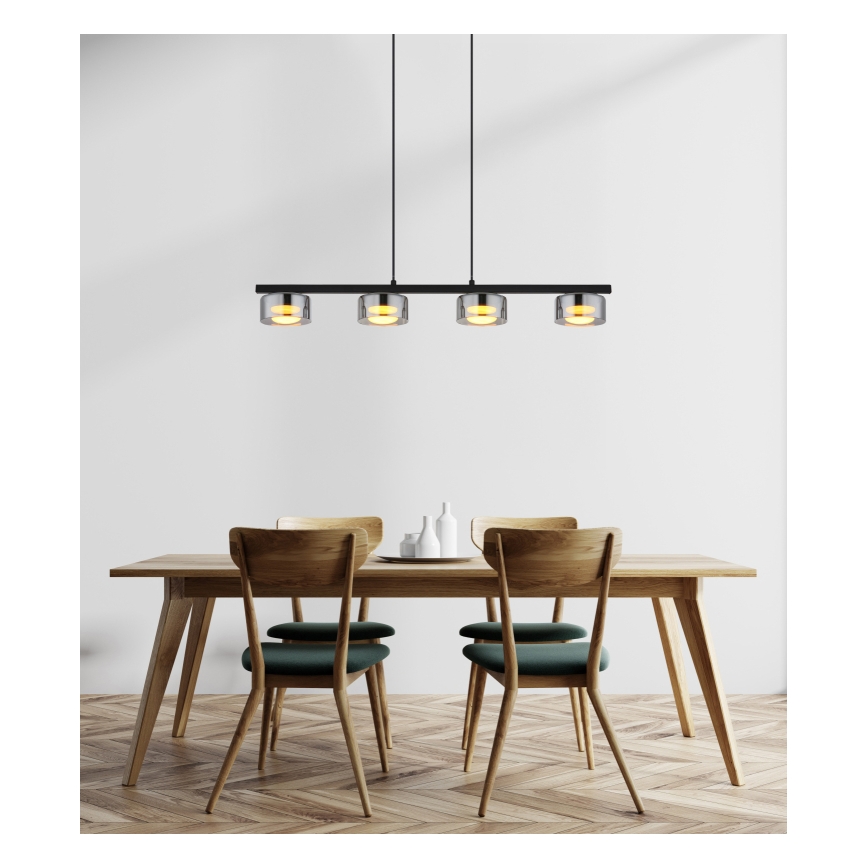 Globo - LED Żyrandol na lince 4xGX53/6W/230V dymny/czarny