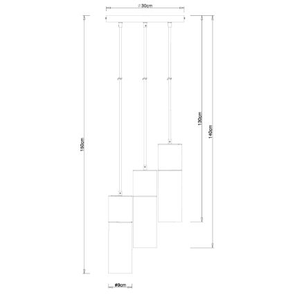 Globo - Żyrandol na lince 3xE27/25W/230V śr. 30 cm czarny