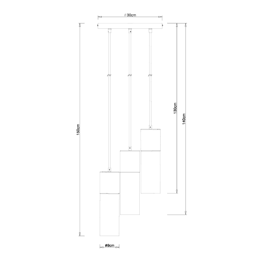 Globo - Żyrandol na lince 3xE27/25W/230V śr. 30 cm czarny
