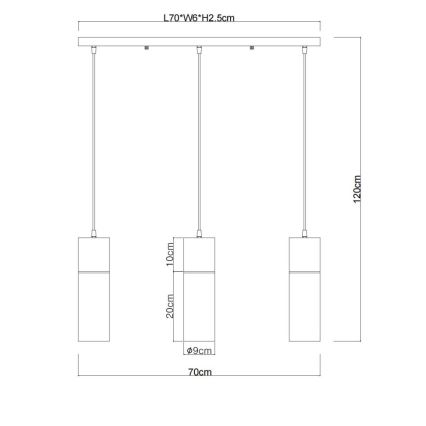 Globo - Żyrandol na lince 3xE27/25W/230V czarny