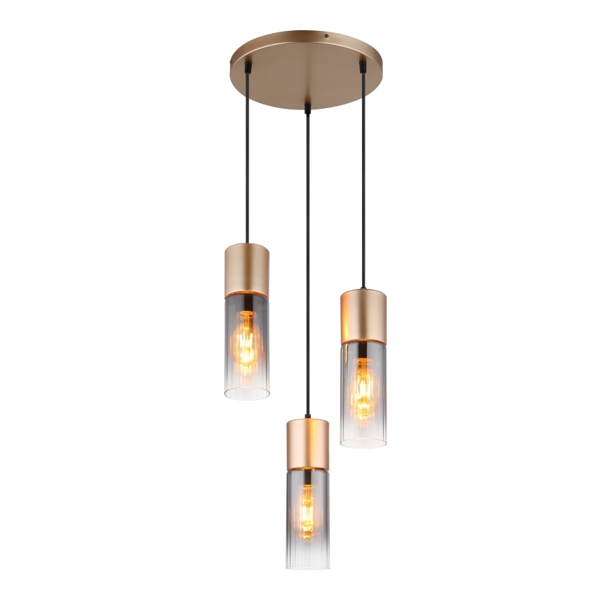 Globo - Żyrandol na lince 3xE27/25W/230V brąz śr. 34 cm