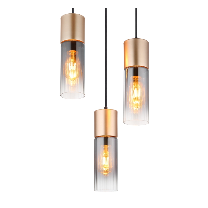 Globo - Żyrandol na lince 3xE27/25W/230V brązowy śr. 30 cm