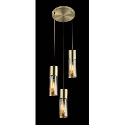 Globo - Żyrandol na lince 3xE27/25W/230V śr. 30 cm mosiądz
