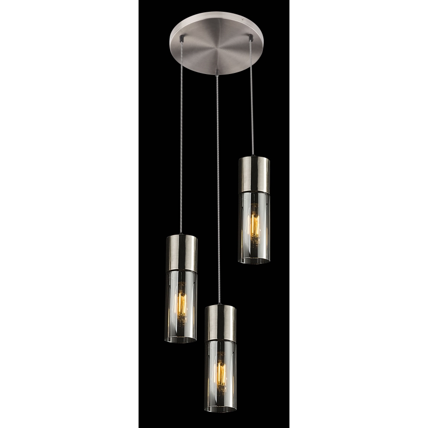 Globo - Żyrandol na lince 3xE27/25W/230V śr. 30 cm matowy chrom