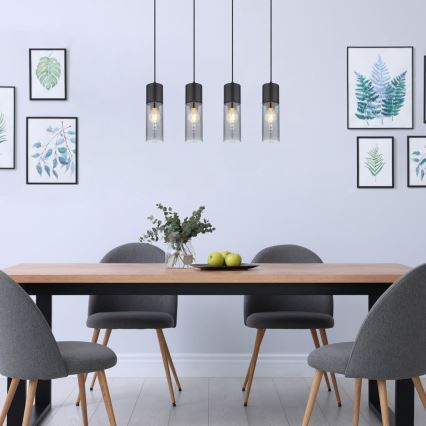 Globo - Lampa wisząca na linkach 4xE27/25W/230V czarna