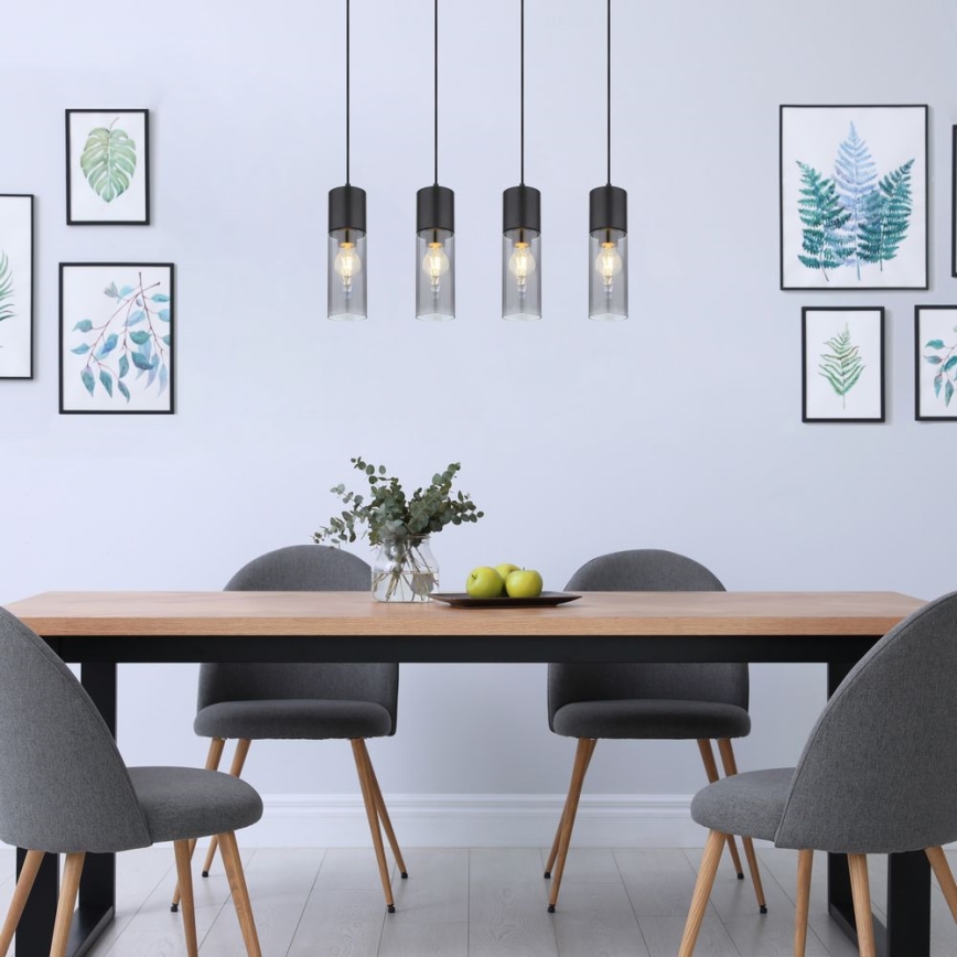 Globo - Lampa wisząca na linkach 4xE27/25W/230V czarna