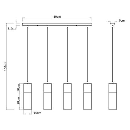 Globo - Lampa wisząca na linkach 4xE27/25W/230V czarna