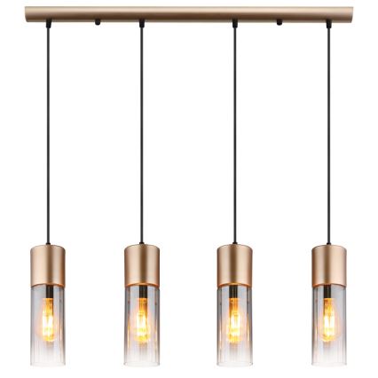 Globo - Lampa wisząca na lince 4xE27/25W/230V brązowa