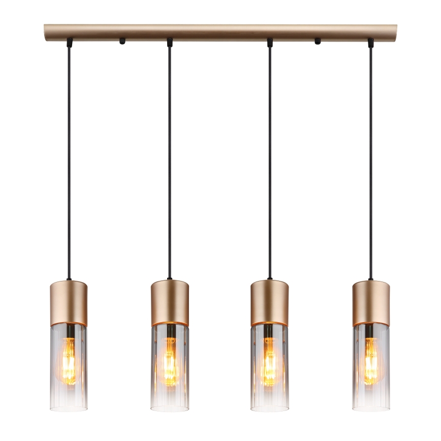 Globo - Lampa wisząca na lince 4xE27/25W/230V brązowa