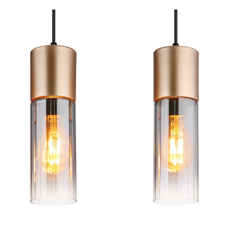 Globo - Lampa wisząca na lince 4xE27/25W/230V brązowa