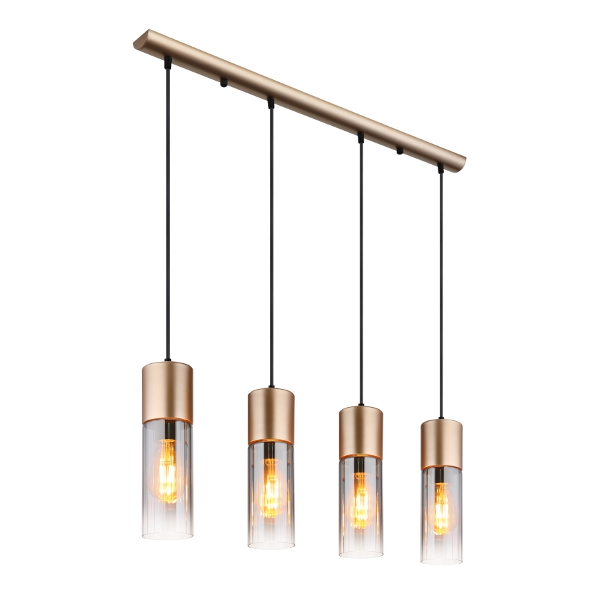 Globo - Lampa wisząca na lince 4xE27/25W/230V brązowa