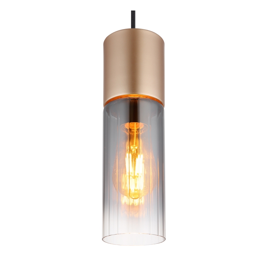 Globo - Lampa wisząca na lince 1xE27/25W/230V brązowa śr. 10,5 cm