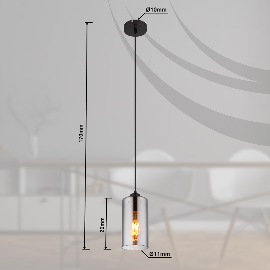 Globo - Żyrandol na lince 1xE27/25W/230V śr. 11 cm czarny