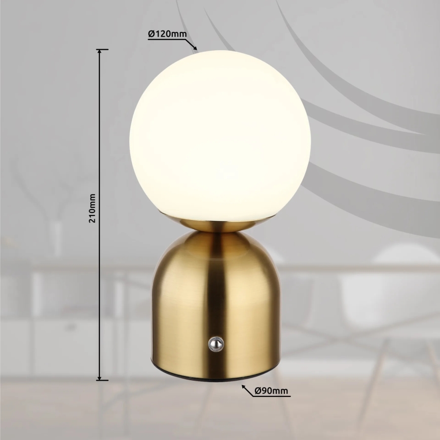 Globo - LED Ściemnialna dotykowa lampa stołowa LED/2,5W/3,7V 2700K/4000K/6500K 1800 mAh USB mosiądz