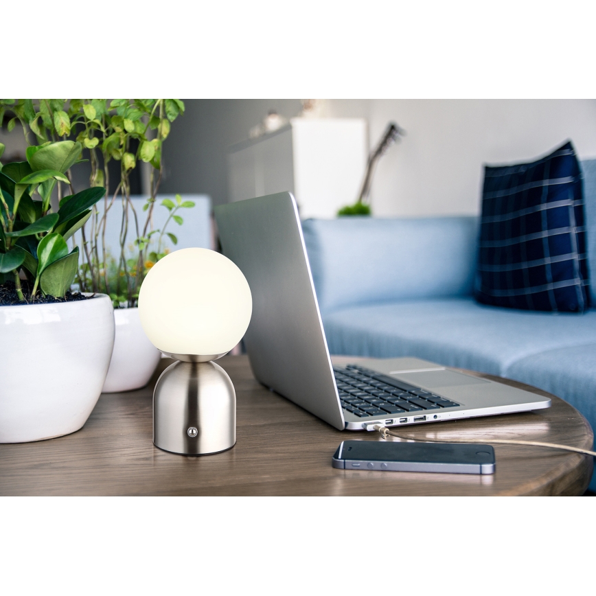 Globo - LED Ściemnialna dotykowa lampa stołowa LED/2,5W/3,7V 2700K/4000K/6500K 1800 mAh USB matowy chrom