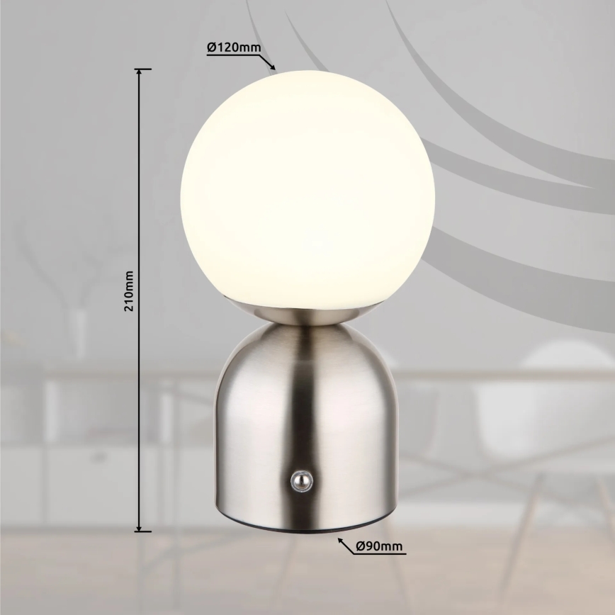 Globo - LED Ściemnialna dotykowa lampa stołowa LED/2,5W/3,7V 2700K/4000K/6500K 1800 mAh USB matowy chrom