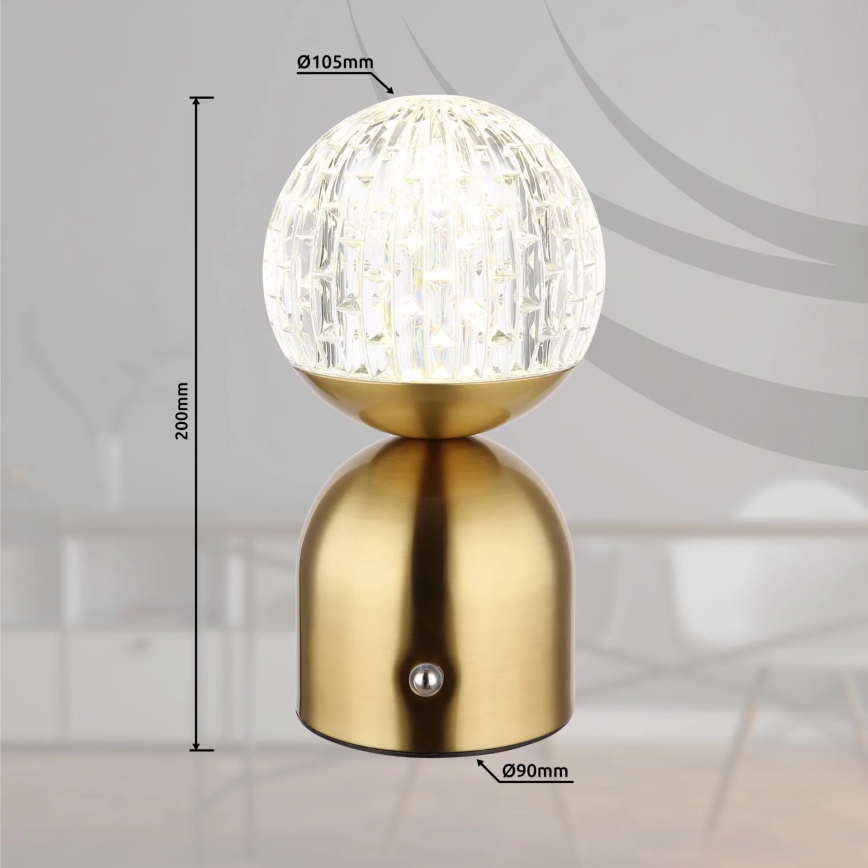 Globo - LED Ściemnialna dotykowa lampa stołowa LED/2,5W/3,7V 2700/4000/6500K 1800 mAh USB mosiądz