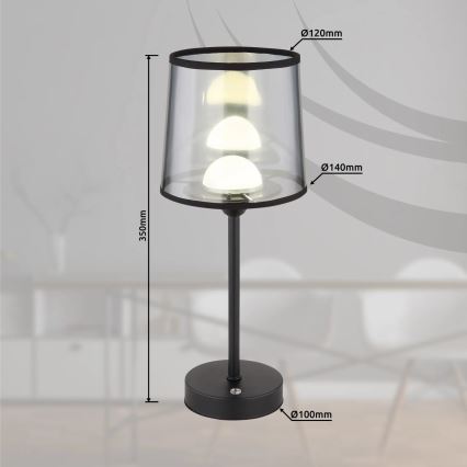 Globo - LED Ściemnialna akumulatorowa dotykowa lampka stołowa LED/2,5W/3,7V 2700/4000/6500K 1800 mAh czarna
