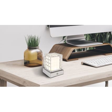 Globo - LED Ściemnialna dotykowa lampa stołowa LED/2,5W/3,7V 2700K/4000K/6500K 1800 mAh USB matowy chrom