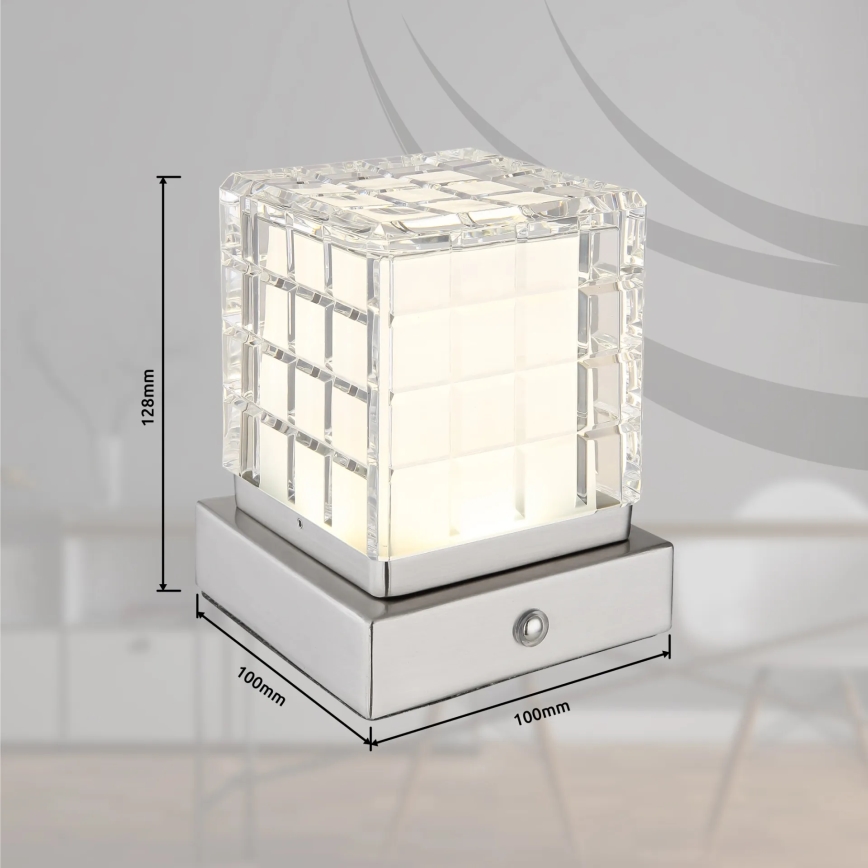 Globo - LED Ściemnialna dotykowa lampa stołowa LED/2,5W/3,7V 2700K/4000K/6500K 1800 mAh USB matowy chrom