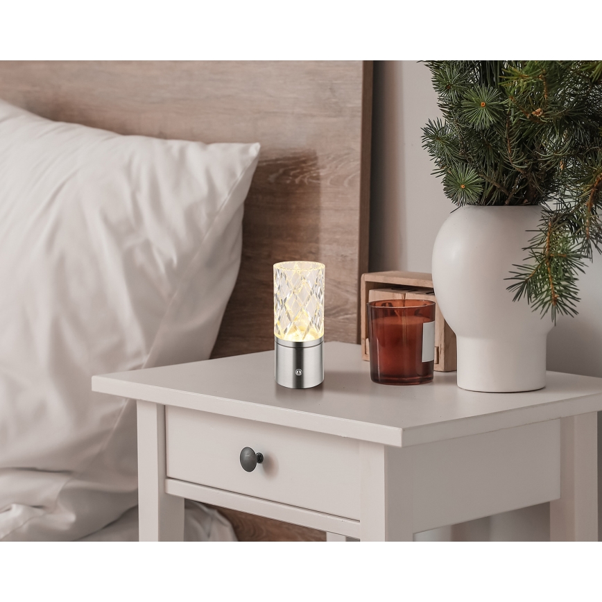 Globo - LED dotykowa lampa stołowa ściemnialna LED/2,5W/3,7V 2700K/4000K/6500K 1800 mAh USB matowy chrom