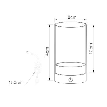 Globo - LED zewnętrzny ściemnialna ładowalny dotykowa Lampa stołowa LED/2W/3,7V 2700/4000/6500K 1200mAh IP44 beżowy