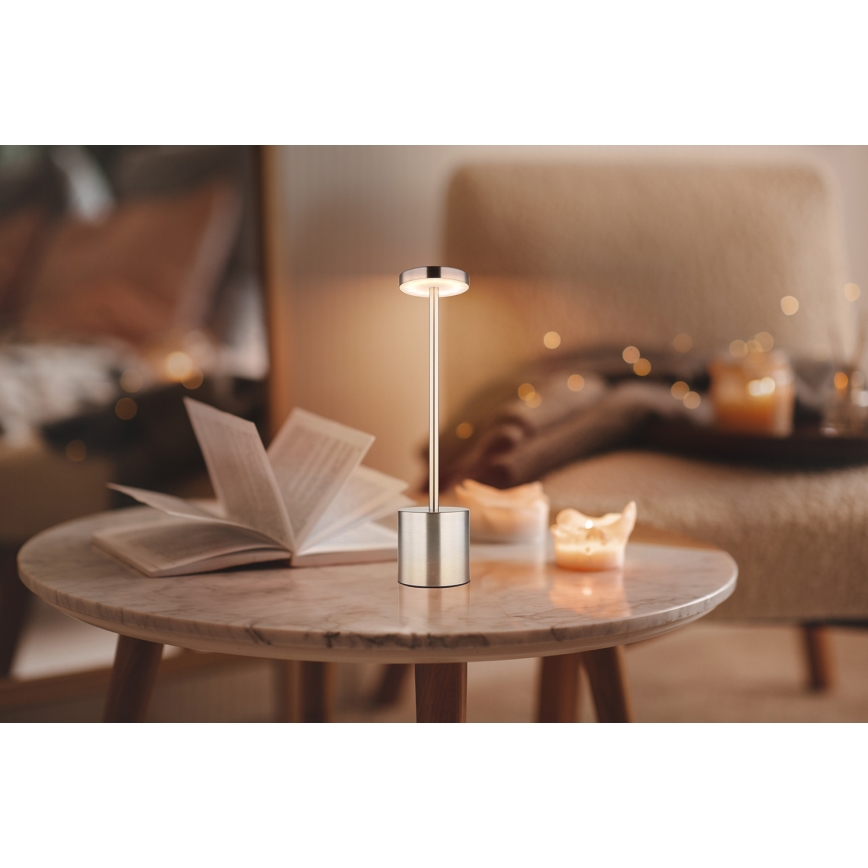 Globo - LED Ściemnialna dotykowa lampa stołowa LED/1,2W/3,7V 2000K/3500K/7000K 1200 mAh USB matowy chrom
