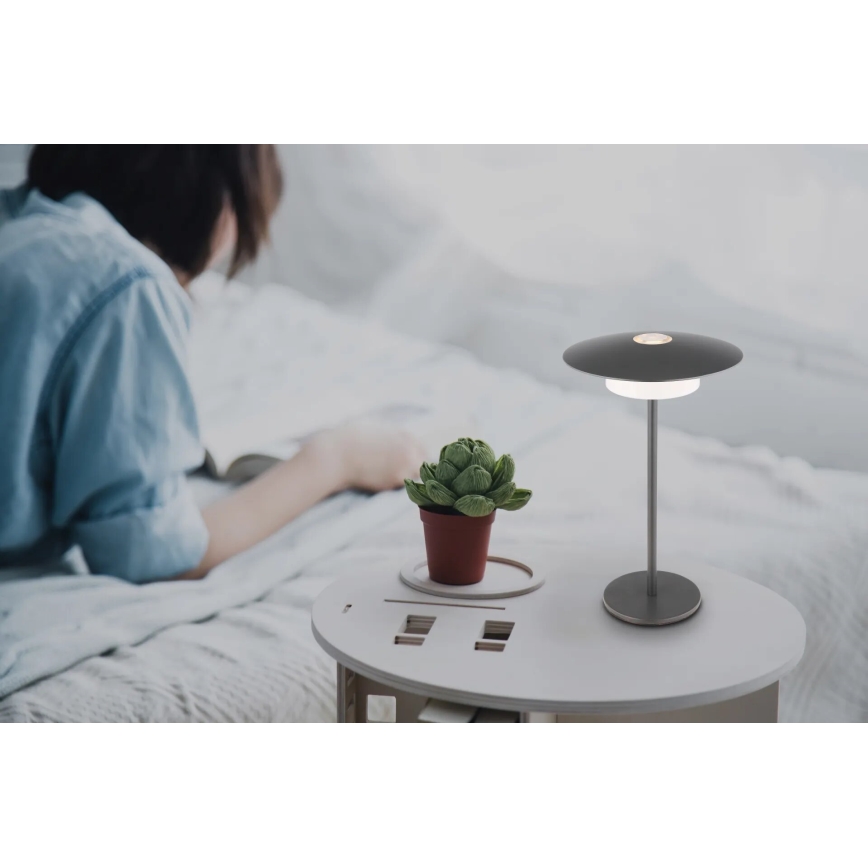Globo - LED Zewnętrzna akumulatorowa dotykowa lampa stołowa LED/3W/3,7V 1800/2700/3000K IP44 1800 mAh szara
