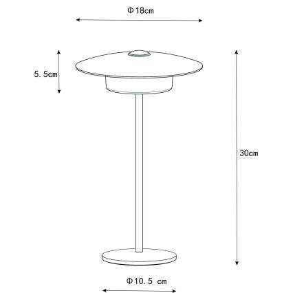 Globo - LED Zewnętrzna akumulatorowa dotykowa lampa stołowa LED/3W/3,7V 1800/2700/3000K IP44 1800 mAh szara