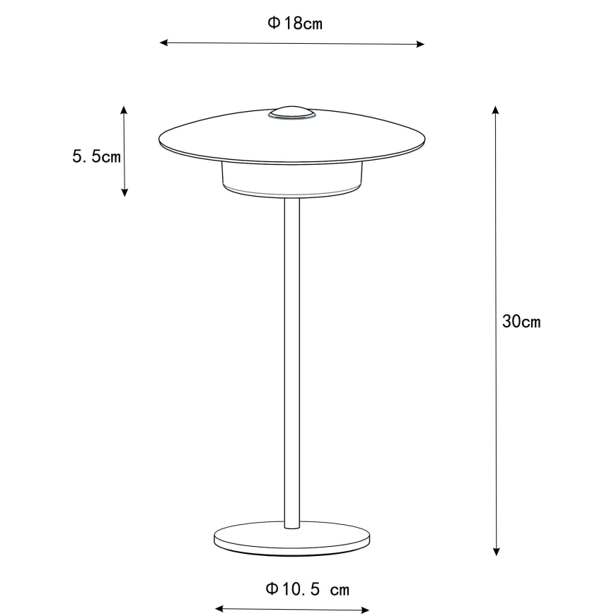 Globo - LED Zewnętrzna akumulatorowa dotykowa lampa stołowa LED/3W/3,7V 1800/2700/3000K IP44 1800 mAh czarna