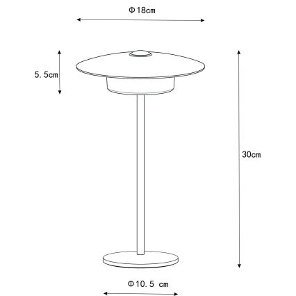 Globo - LED Zewnętrzna akumulatorowa dotykowa lampa stołowa LED/3W/3,7V 1800/2700/3000K IP44 1800 mAh biała