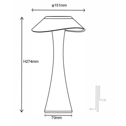 Globo - LED Ściemnialna akumulatorowa lampa stołowa LED/2,5W/3,7V 1200mAh 2700K/4500K/6500K złoty