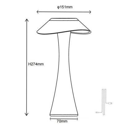 Globo - LED Ściemnialna akumulatorowa lampa stołowa LED/2,5W/3,7V 1200mAh 2700K/4500K/6500K biały