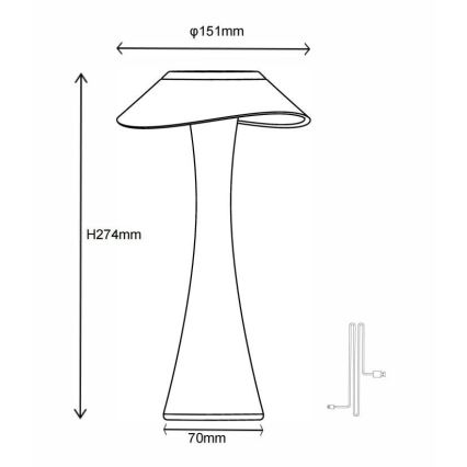 Globo - LED Ściemnialna akumulatorowa lampa stołowa LED/2,5W/3,7V 1200mAh 2700K/4500K/6500K czarny