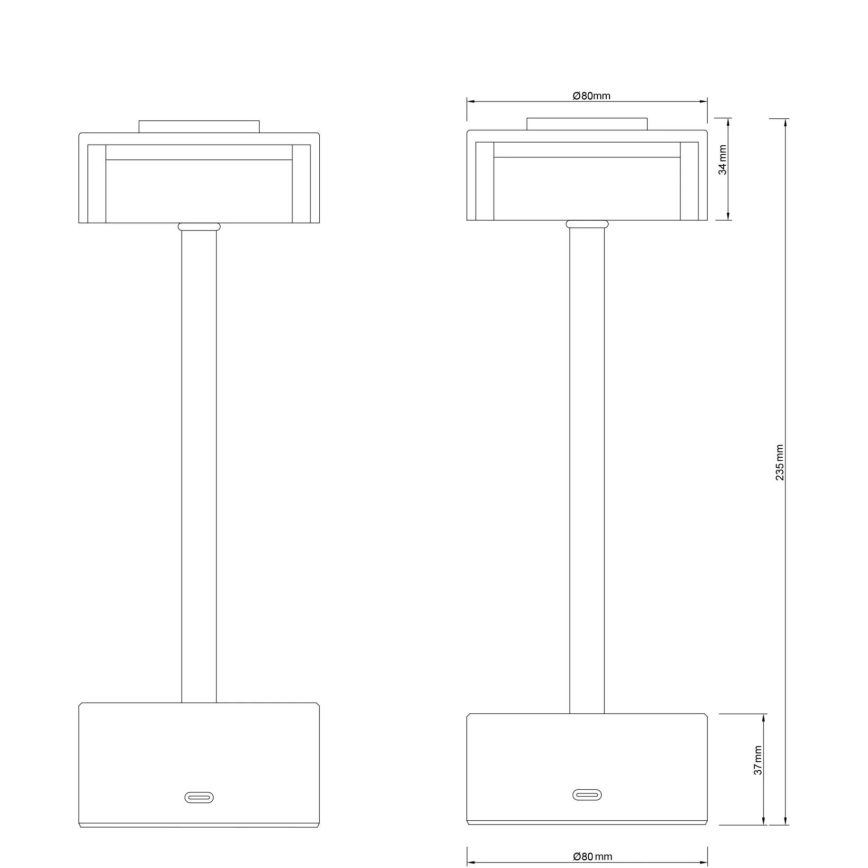 Globo - LED Ściemnialna akumulatorowa dotykowa lampka stołowa LED/2,5W/3,7V 2700/4000/6500K 1800mAh mosiądz